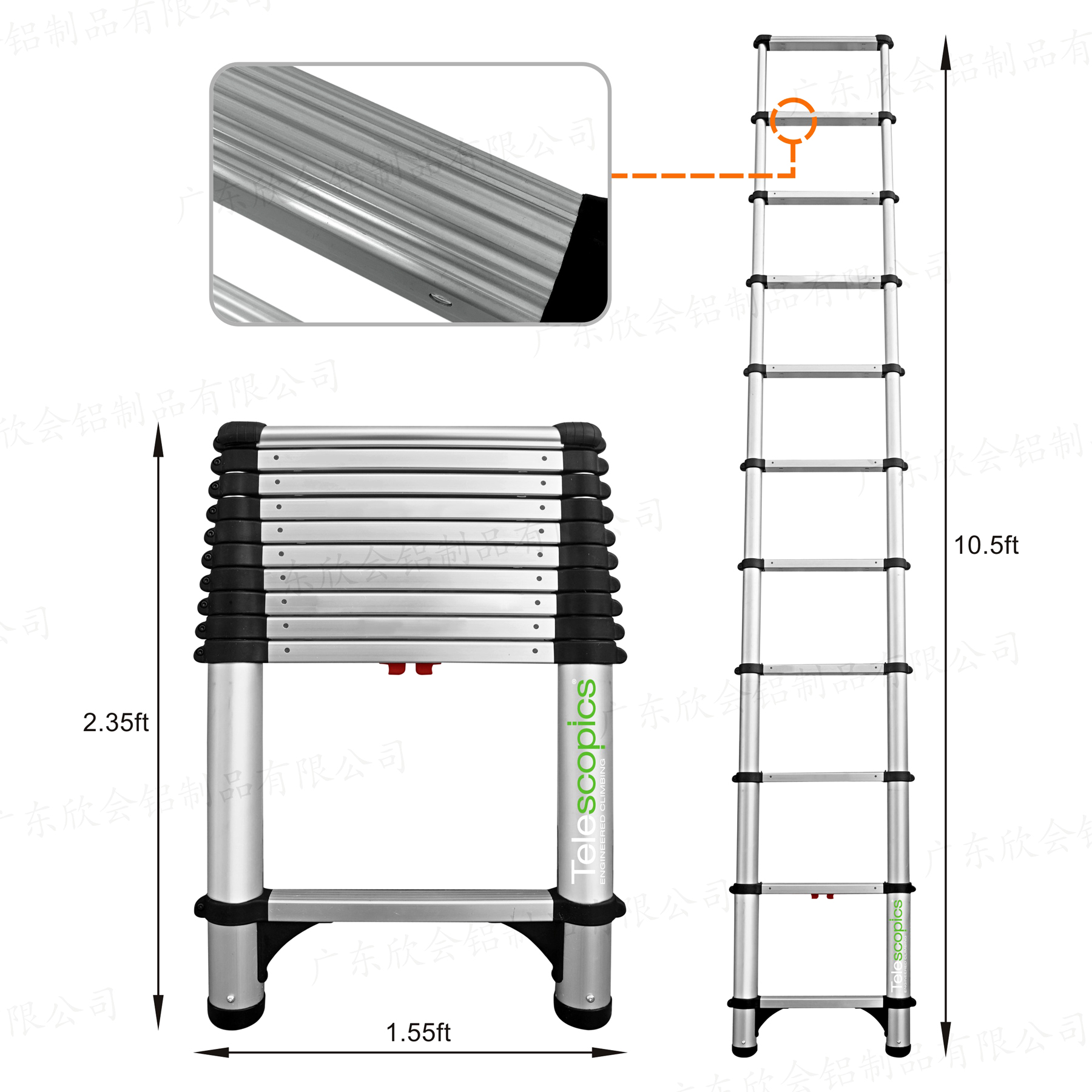 14 ft Reach Telescoping Extension Ladder