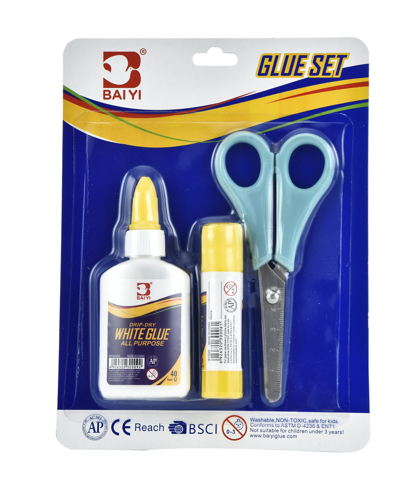 40g white glue 9g glue stick scissors glue set