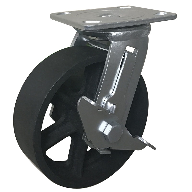 America 6 inch Cast Iron Swivel Caster With Side Brake