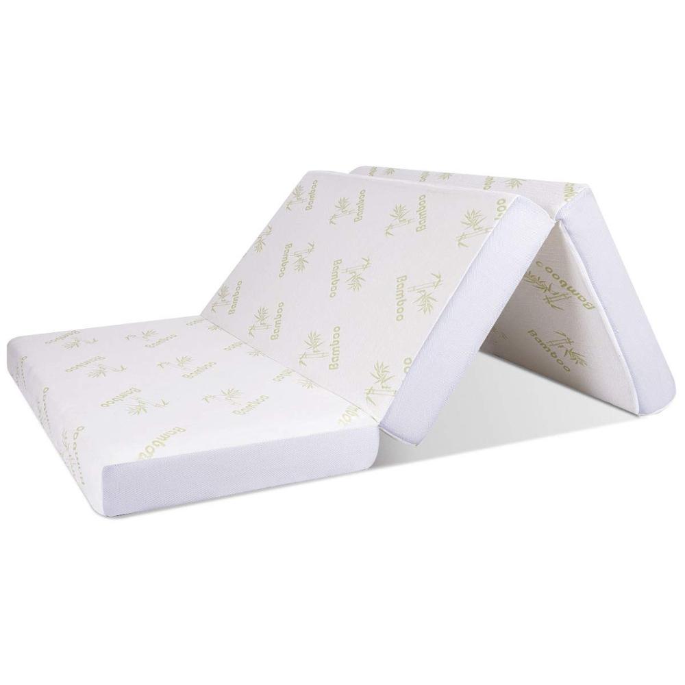 Breathable foldable memory foam bamboo mattress topper