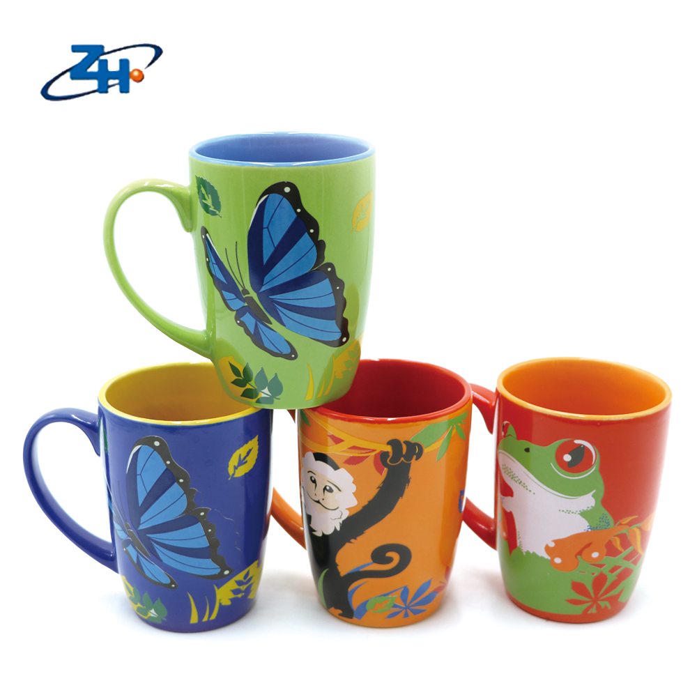 16oz ceramic customized glazed mug promotional colorful belly mug
