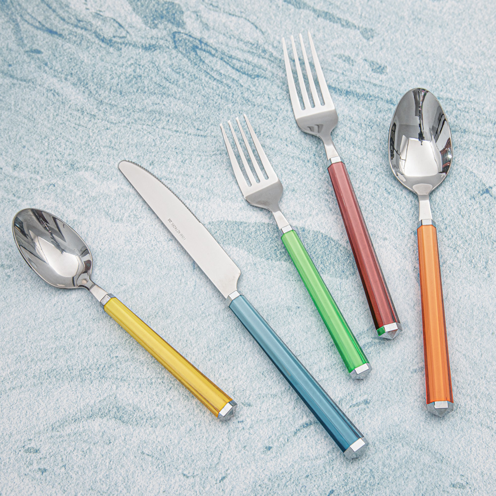 High quality polish stainless steel cutlery set flatware set with ABS plastic handle promotion