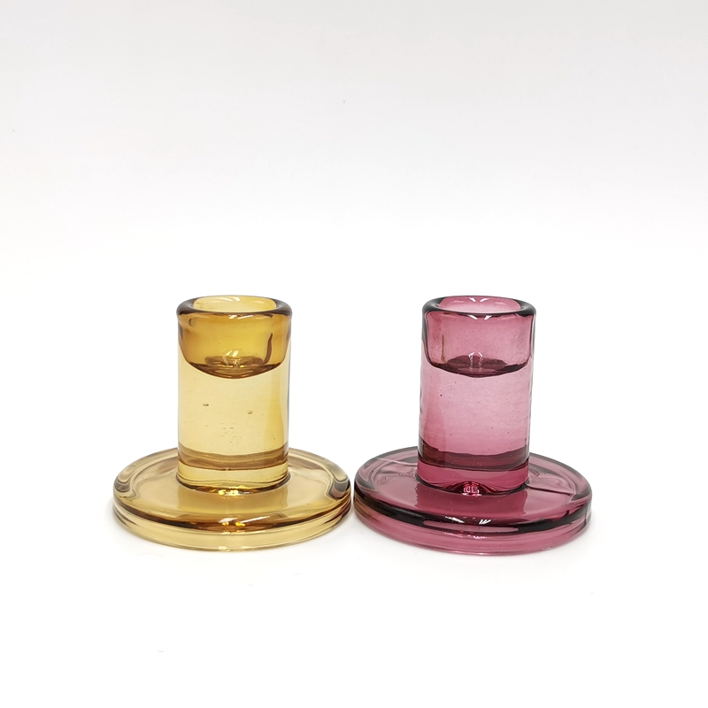 Classical colorful simple glass candlestick candle holder for taper