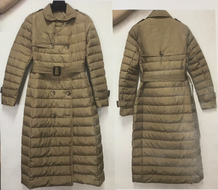 Ladies' double breasted down trench coat