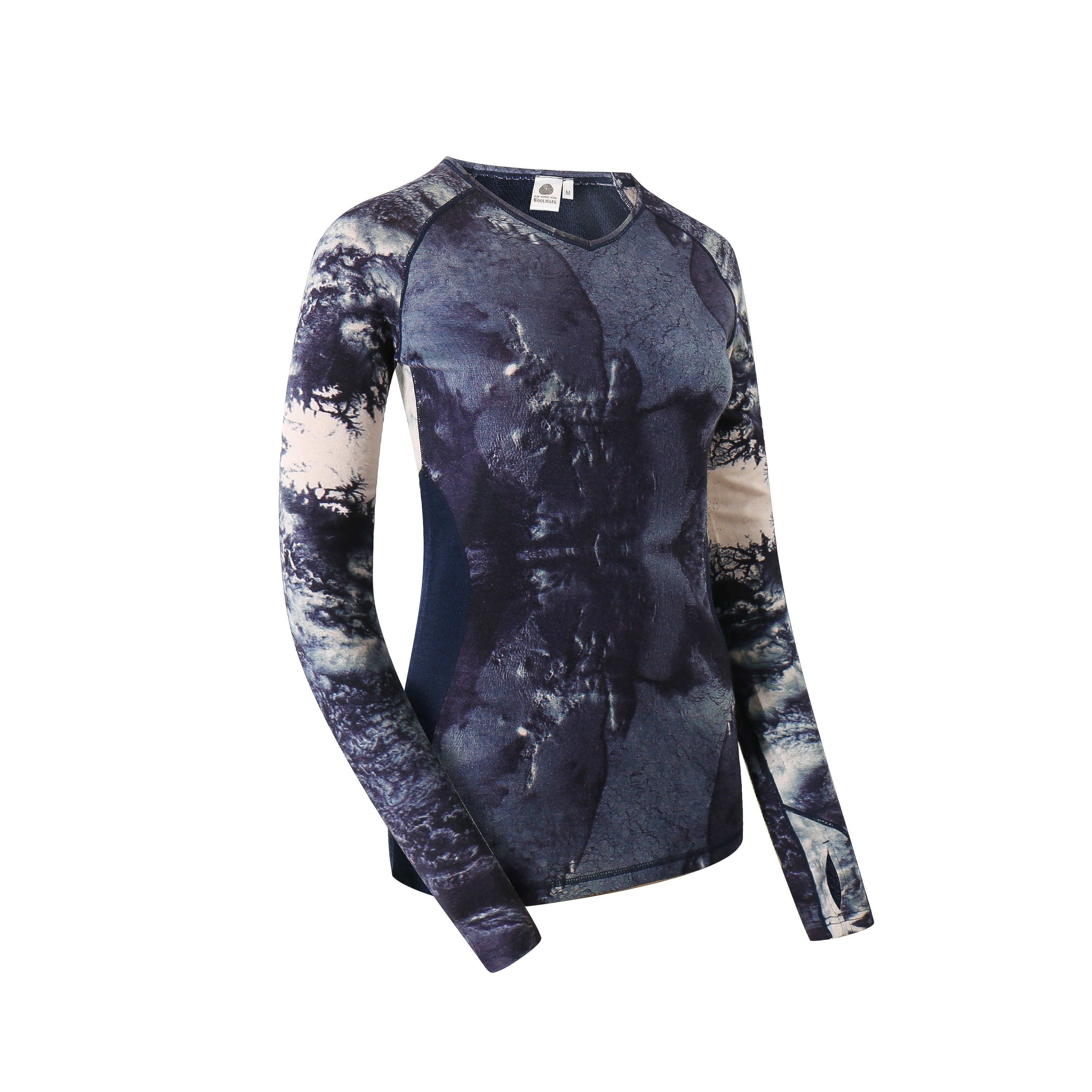Merino wool Overall Print Round Neck Top / merino / wool