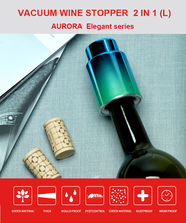 Press type Chromed Gradient Vacuum Wine Stopper (size L)