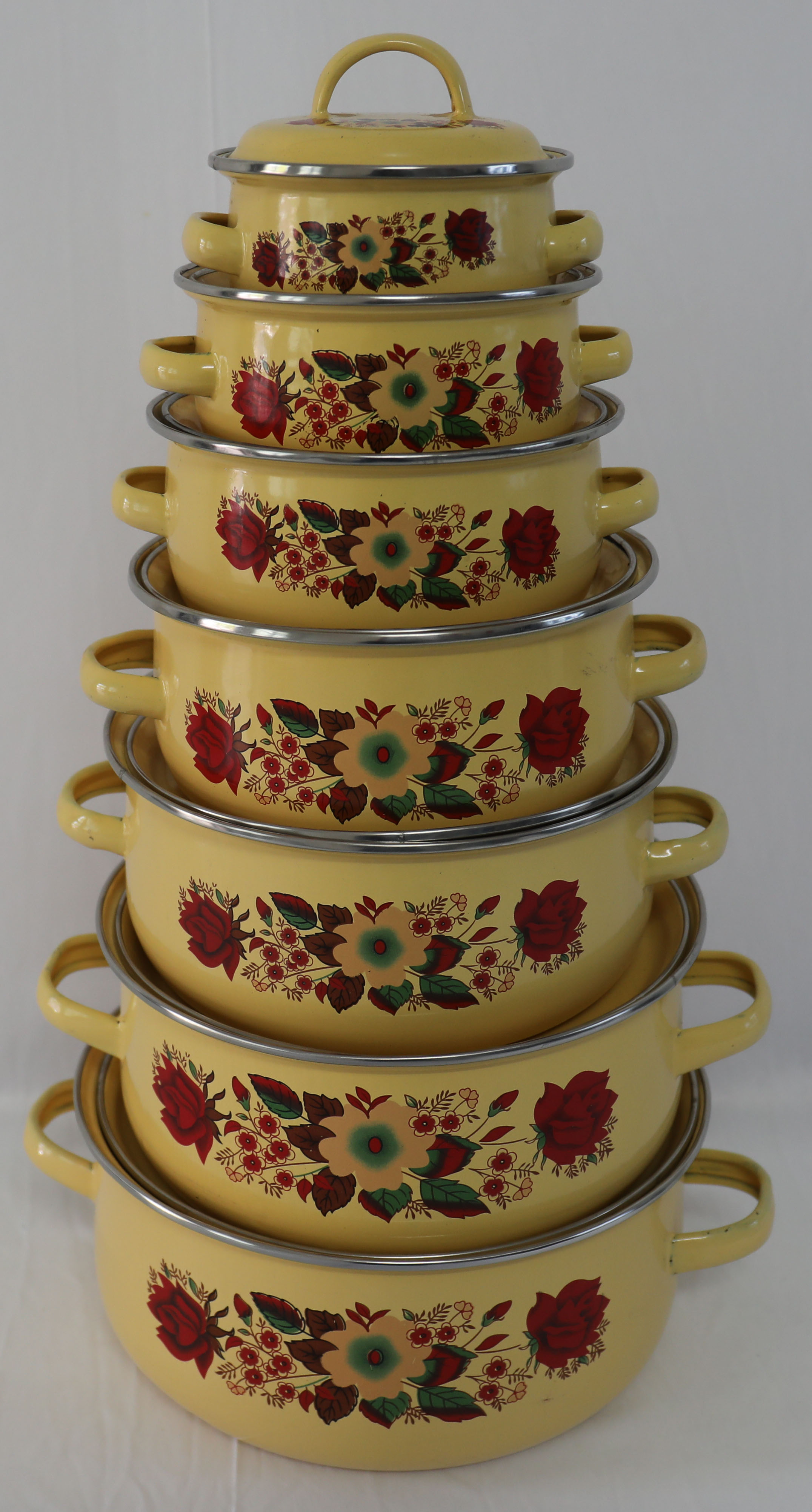 Enamel Casserole With Enamel Cover 7 Pcs With Decal