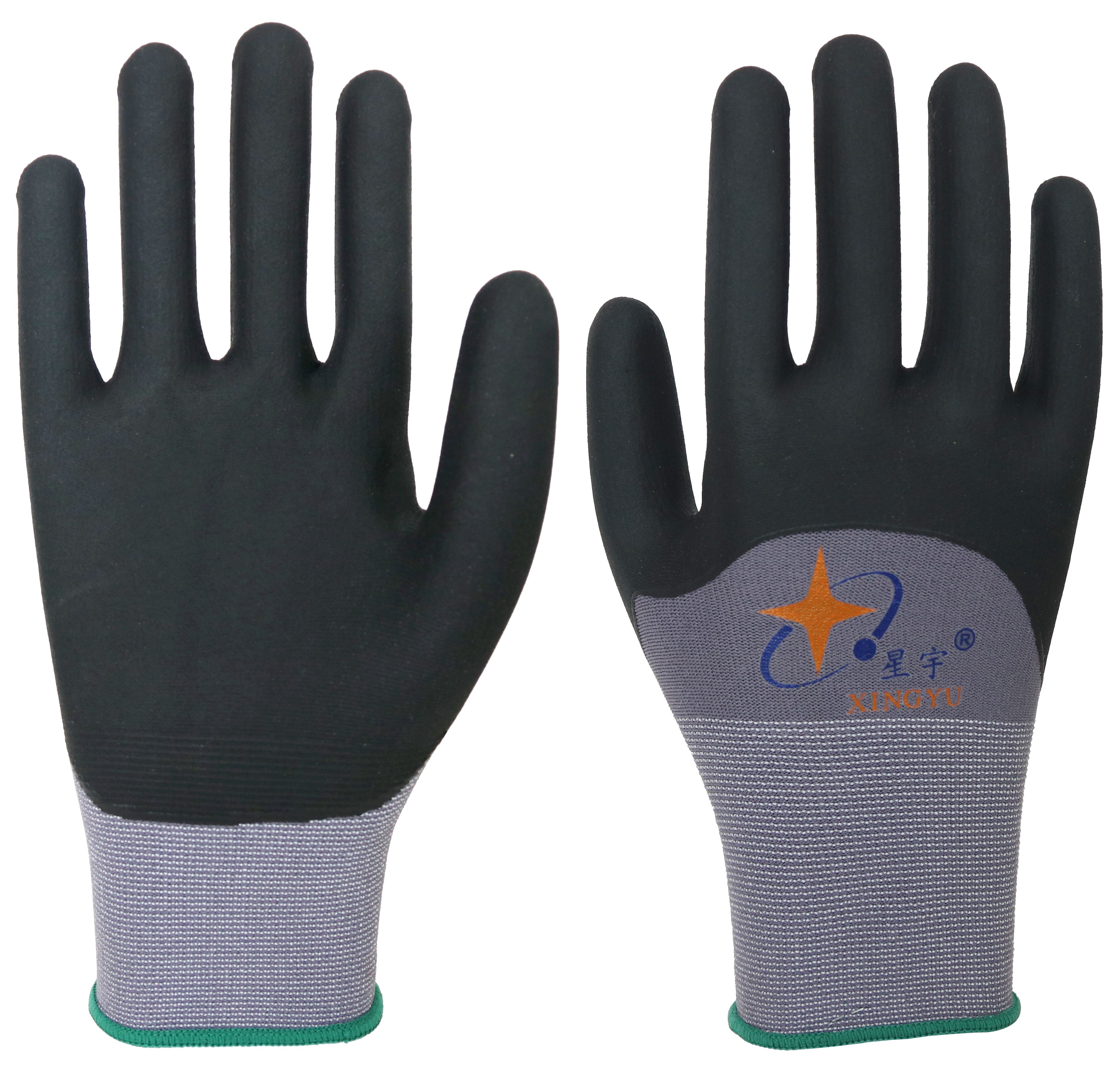 15G Gray Nylon & Spandex liner, black nitrile microfine foam coated