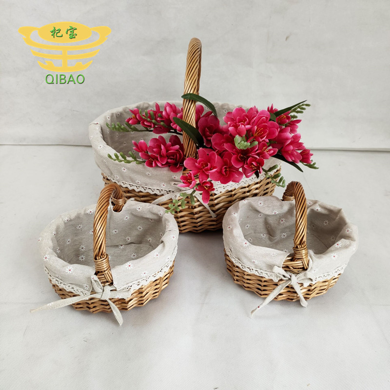 S/3 with lining fabric willow basket carrying basket storage basket