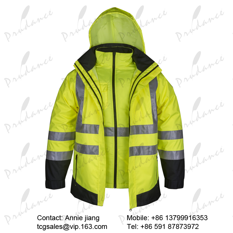 Men's HI VIS polyester oxford 2 in 1 winter jacket