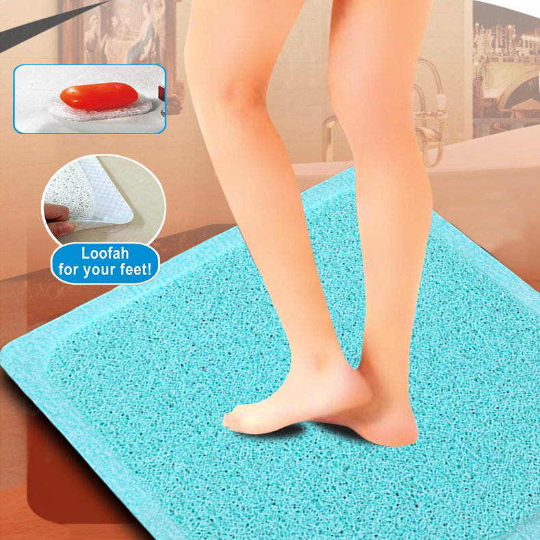 Aqua Rug & Loofah Bath Mat