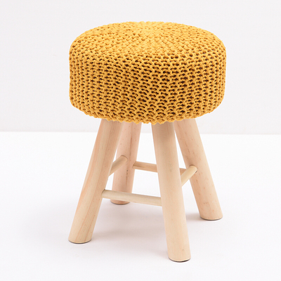 4 Legs-simple knitted fabric cover footstool