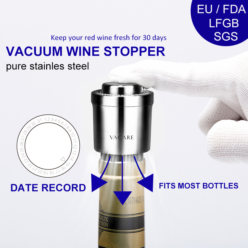 Press type Vacuum Wine Stopper Stainless steel (size M)