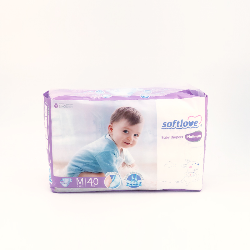 softlove platinum ultra thin baby diaper Size M 40pcs