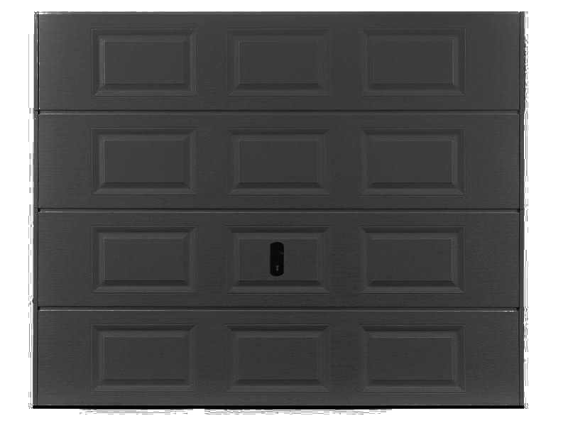 Customer sized sectional garage door of RAL 7024 dark grey color for home