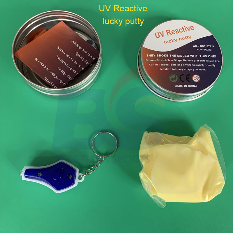 Color changes under UV light bouncing putty
