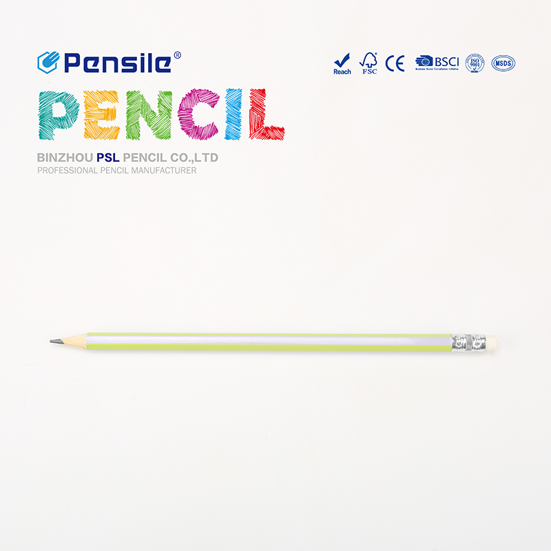 Hexagon HB pencil striped with eraser