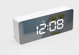 New design cube mirror alarm desk clock with brigthness adjustable