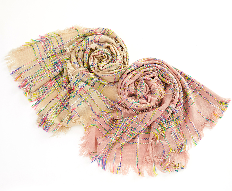 Acrylic with specil colored yarn woven scarf