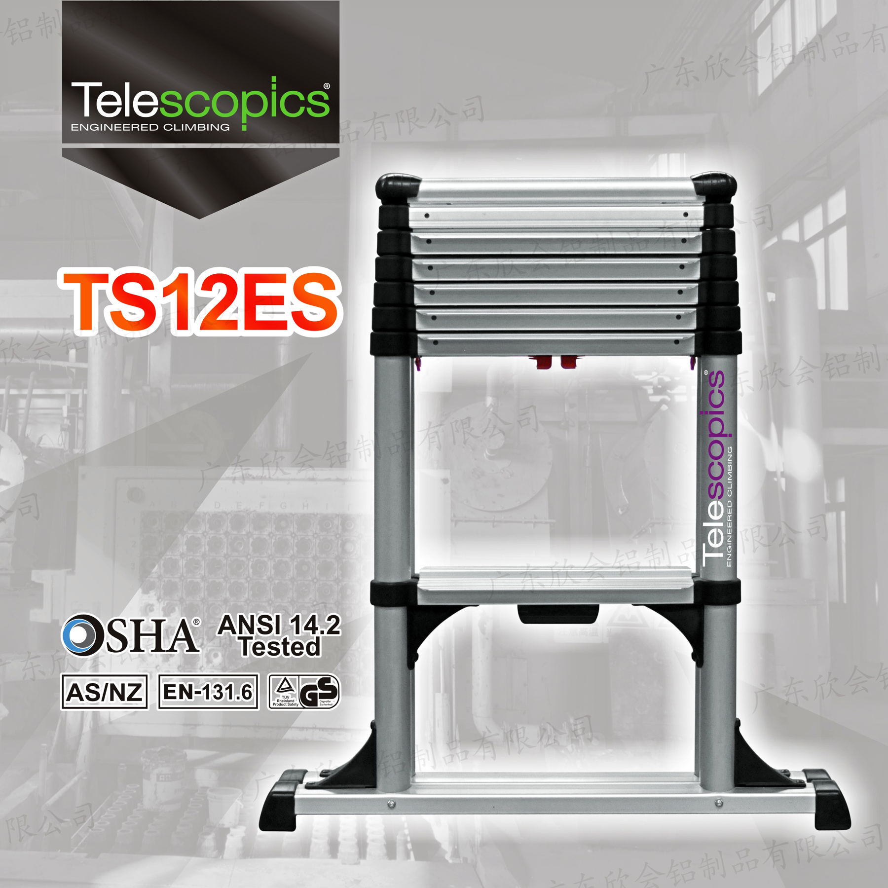 12 ft Reach Professional Wide Step Telescoping A-frame Ladder