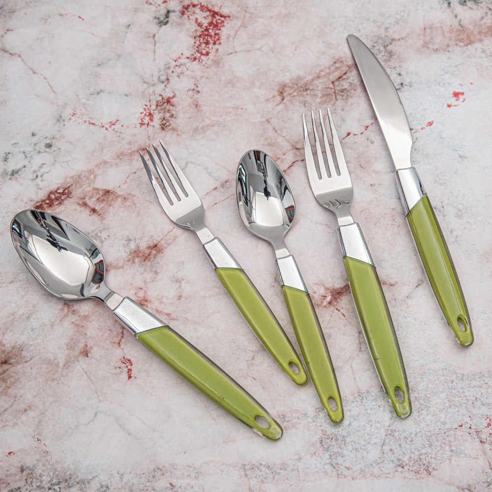 SUS 18/0 High quality polish stainless steel cutlery set flatware set with ABS plastic handle promotion