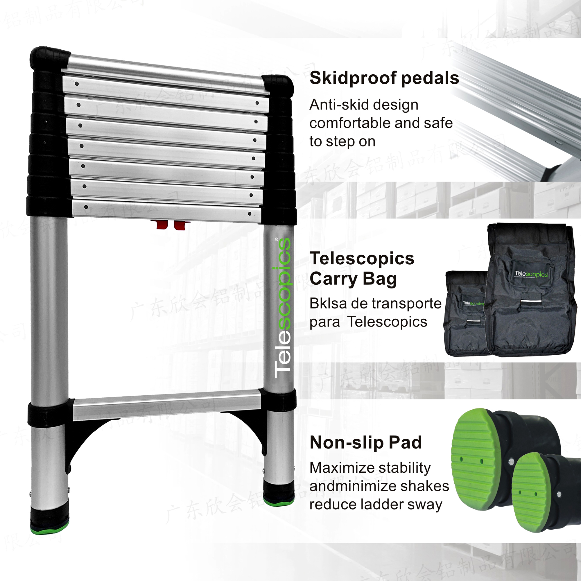 12 ft Reach Telescoping Extension Ladder