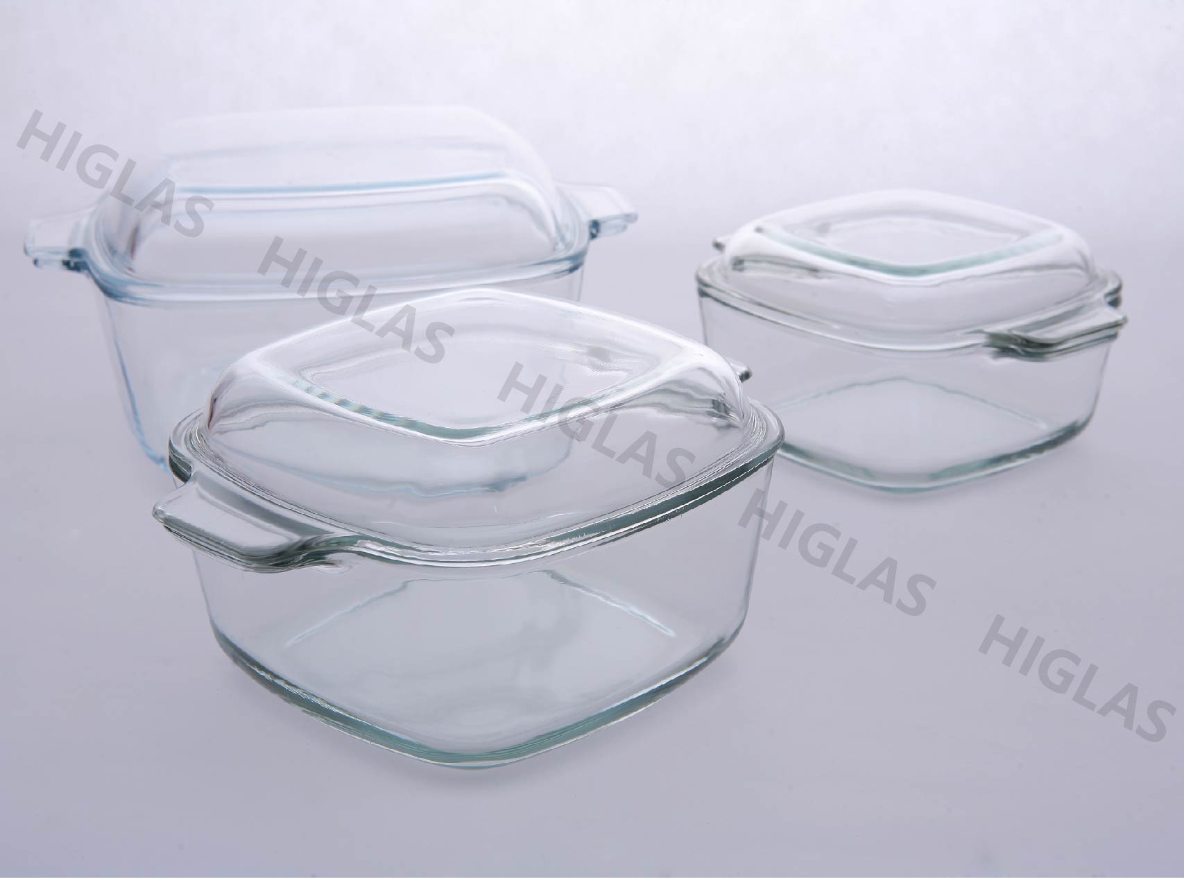 1.0l/1.5l/2.5l S/3 Square Borosilicate Glass Casserole