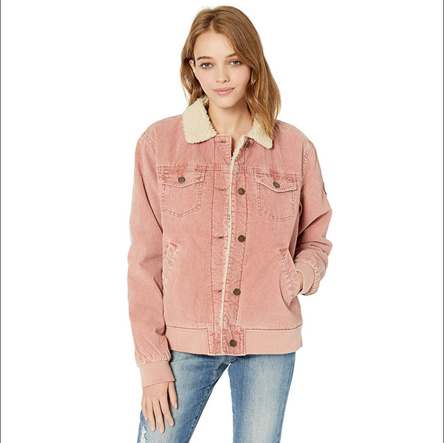 Women cotton corduroy puffer jacket winter sherpa lining jacket