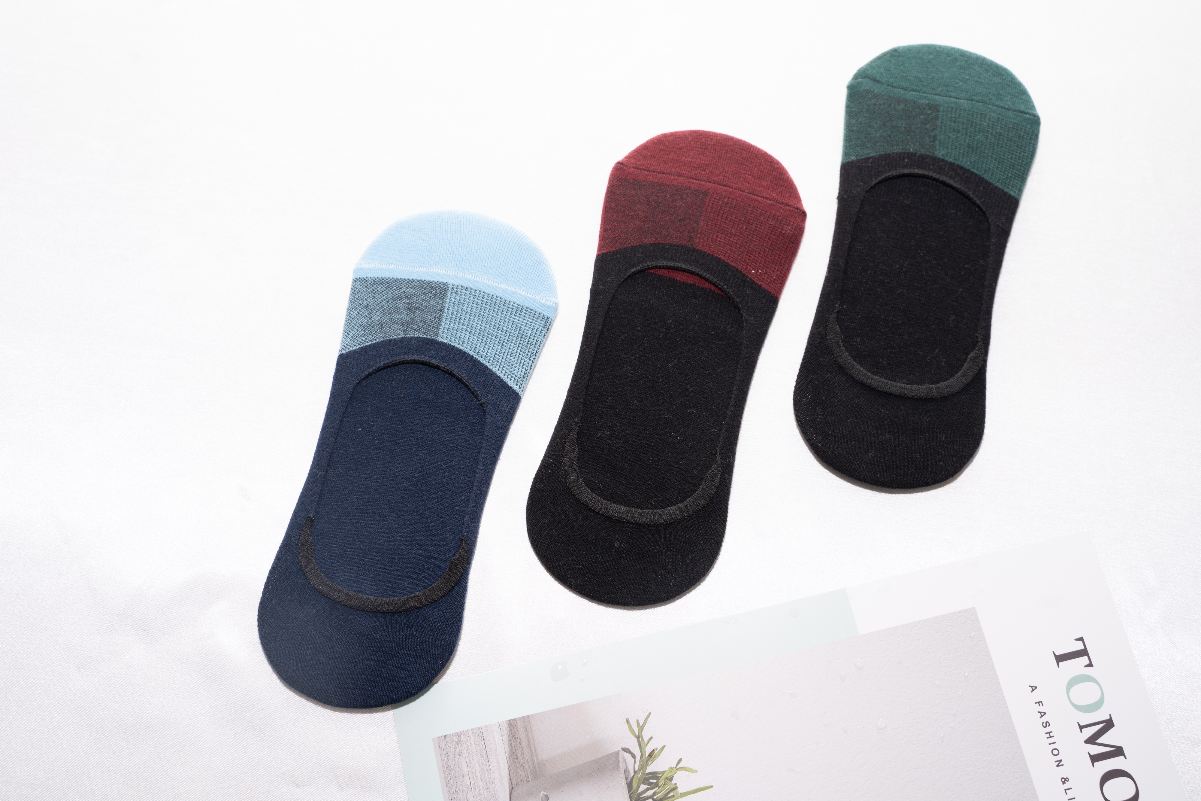 Men classic soft cotton multi footlet liner invisible socks