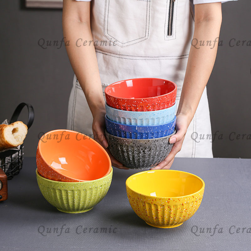 14 pieces Ceramic 6.5" Color Speckle Fashion Design Bowl
