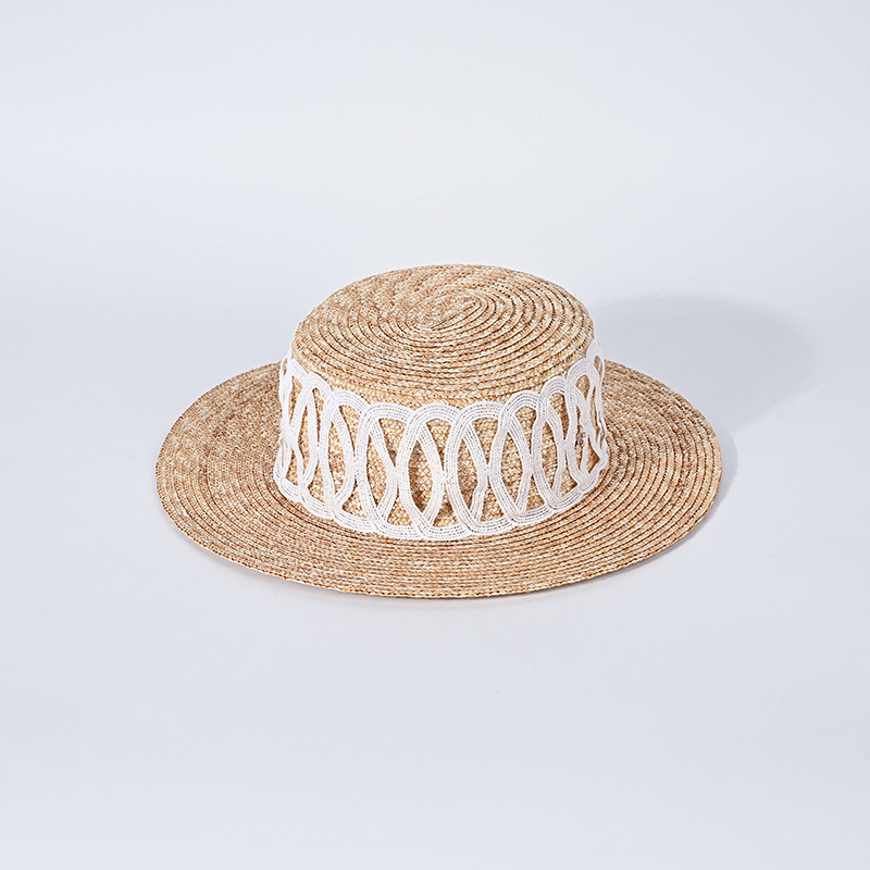Ladies wheat straw boat hat