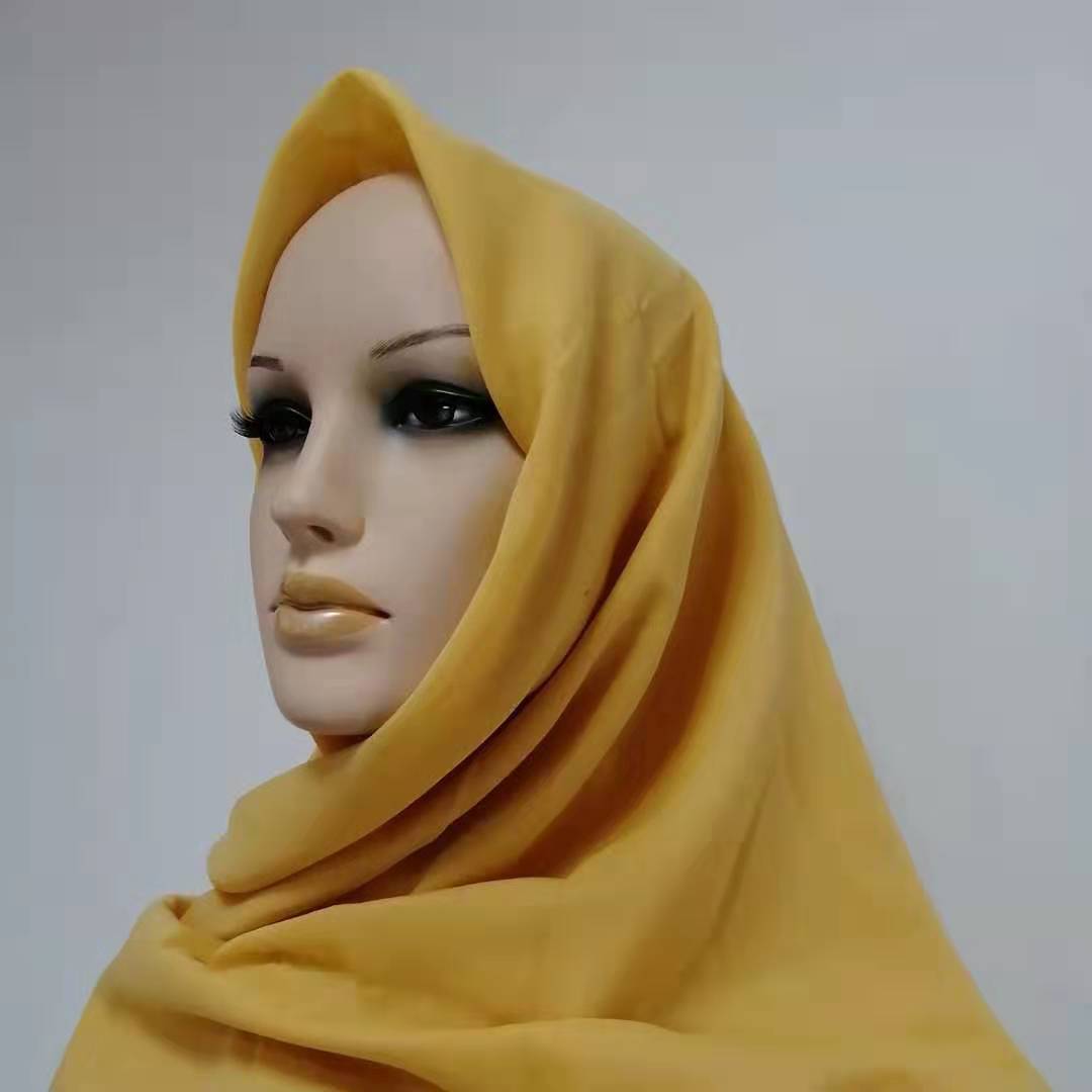 online shopping blue dyeing voile polyester scarf，NO MOQ