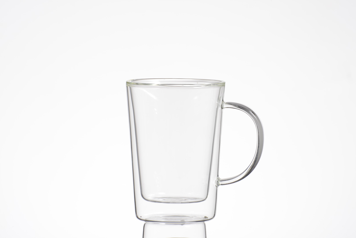 Glass double coffee cup