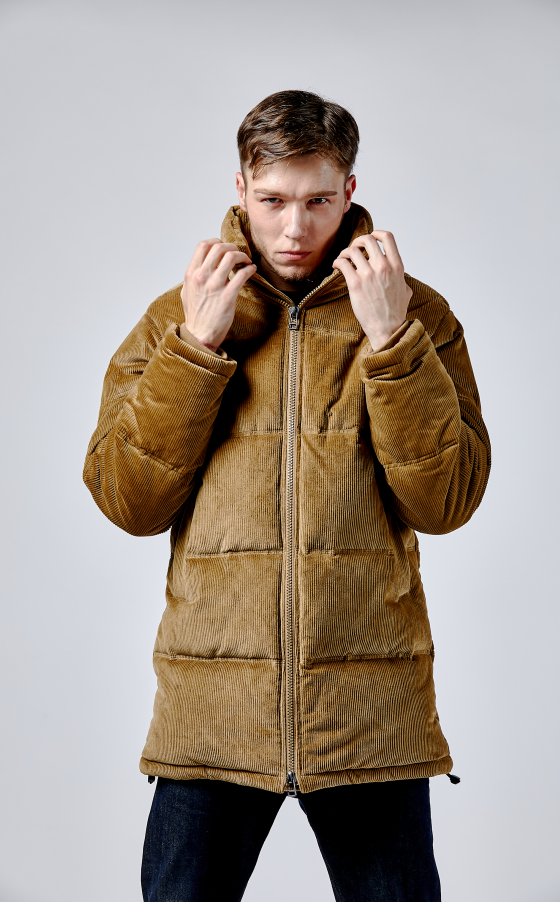 Men's cord long puffer