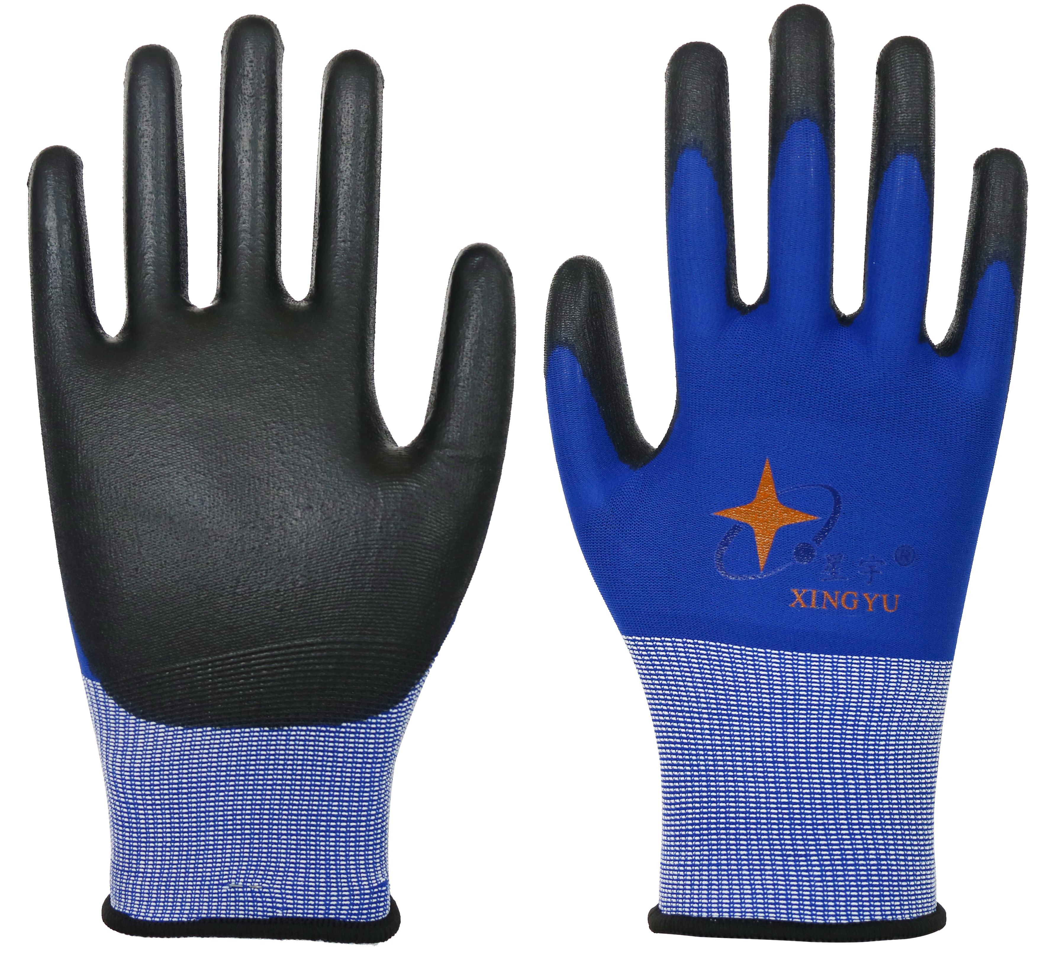 18 gauge nylon with PU coated gloves