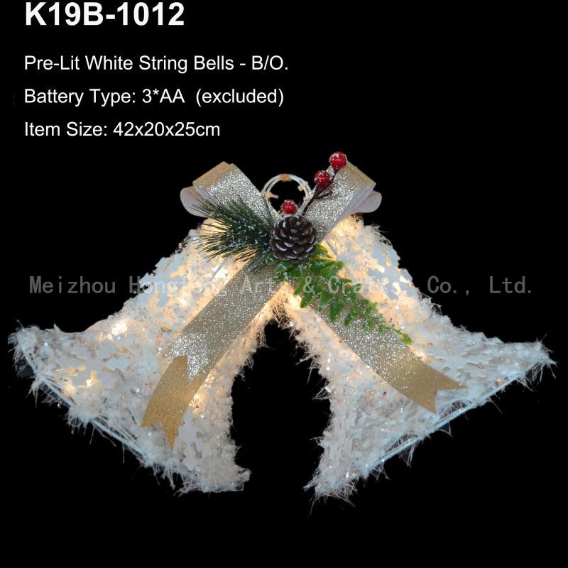 Pre-lit White String Christmas bell Décor. with 20 warm white LED lights
