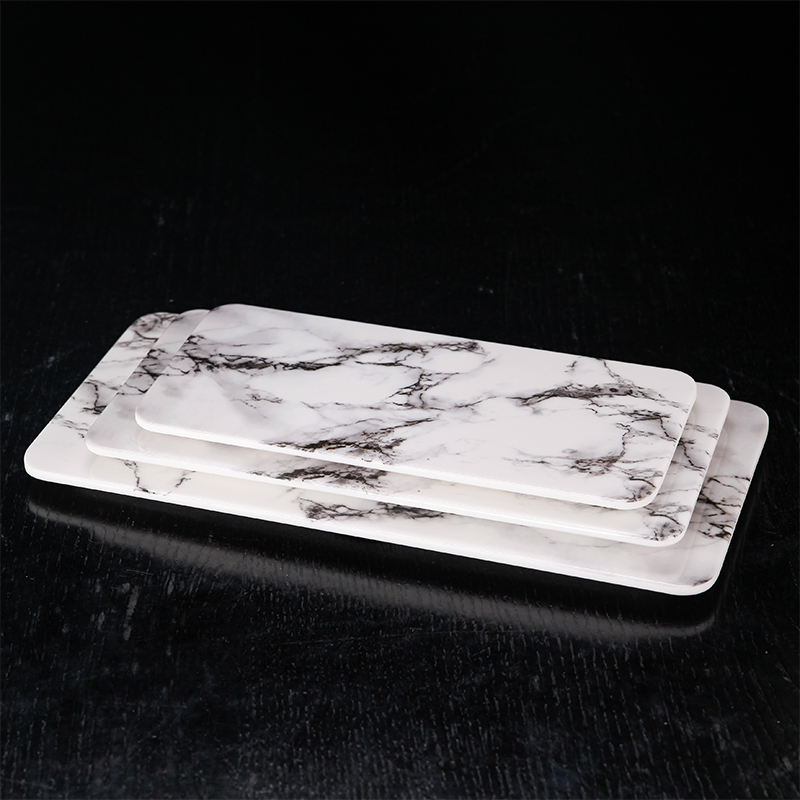 Rectangular Plate with Marble Printing