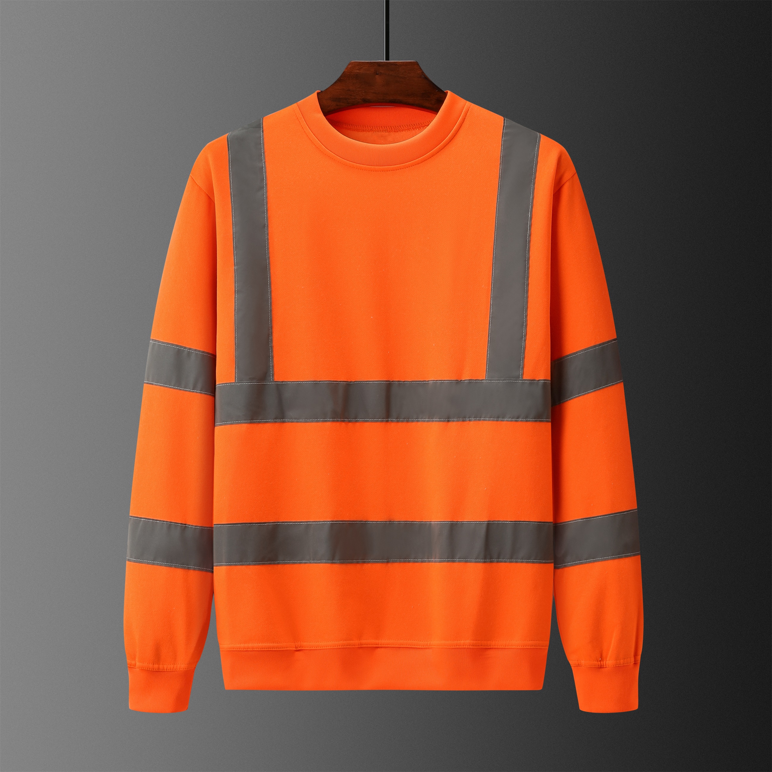 Men's collar round neck Hivis pullover 65%polyester 35%cotton， 反光带