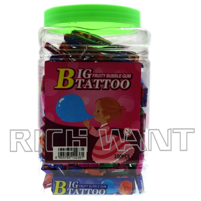 Big Tattoo Bubble gum in square jar（100pcs/jar）