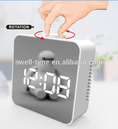 2020 New design cube mirror alarm desk clock with brigthness adjustable S2881