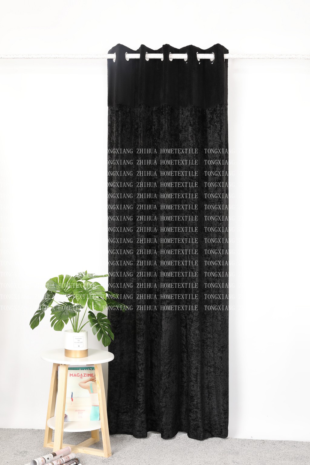 Velvet solid top curtain