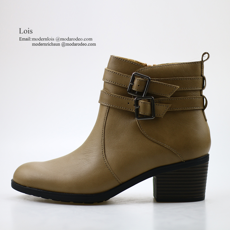 Lady mid-heel nappa leather classic boot