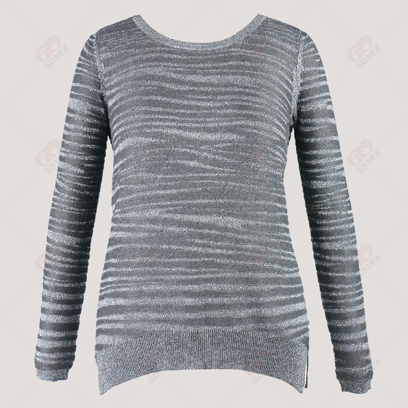 Round Neck Animal Pattern Metallic Thread Sweater.