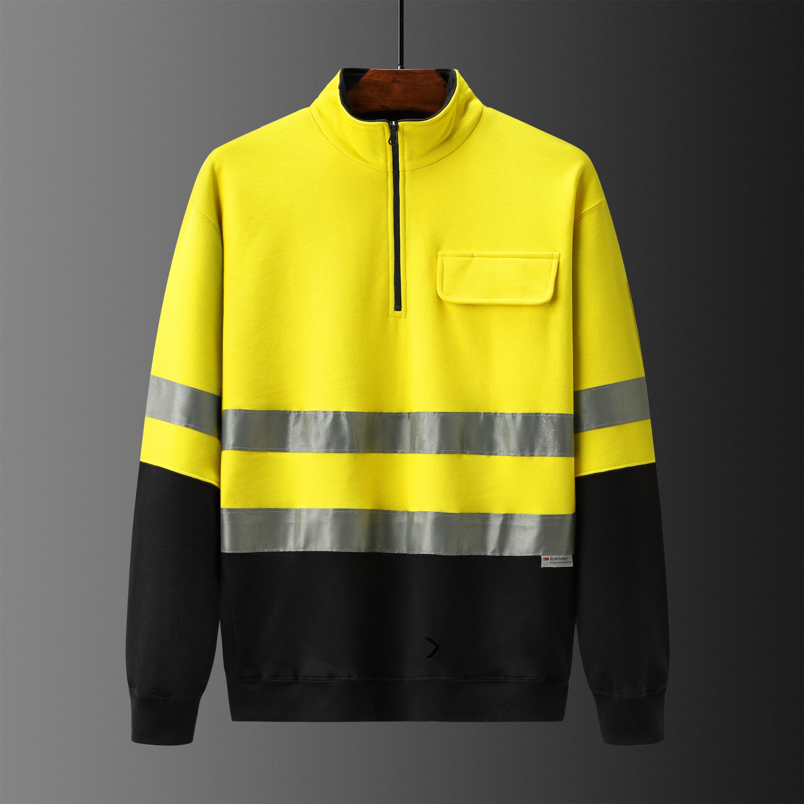 Men's collar Hivis pullover 100% COTTON, reflective tape