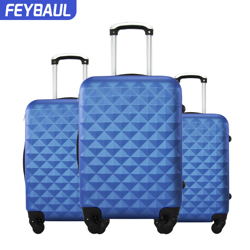 New design diamond shiny luggage abs hard shell suitcase sets personalized trolley luggage sets