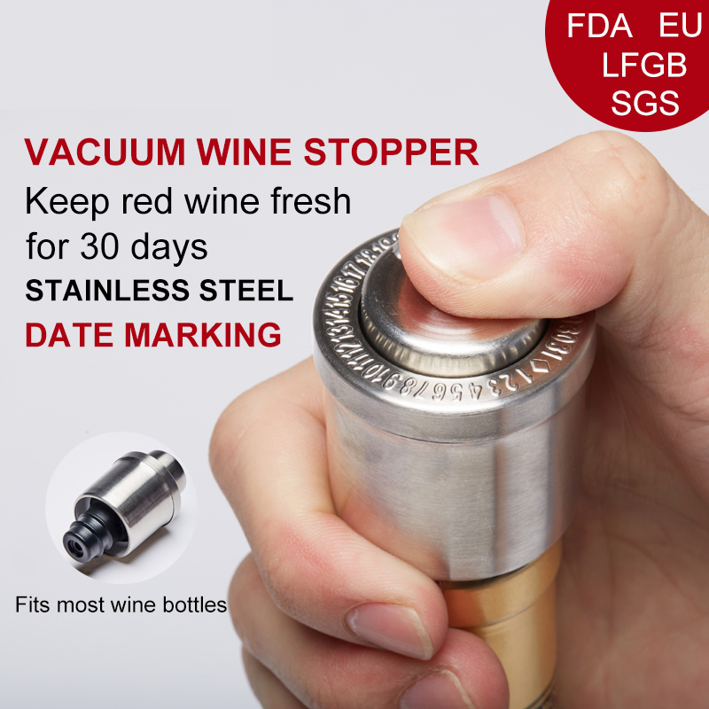 Press type Vacuum Wine Stopper Stainless steel (size M)
