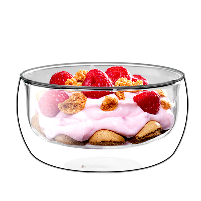 Double wall borosilicate glass bowl