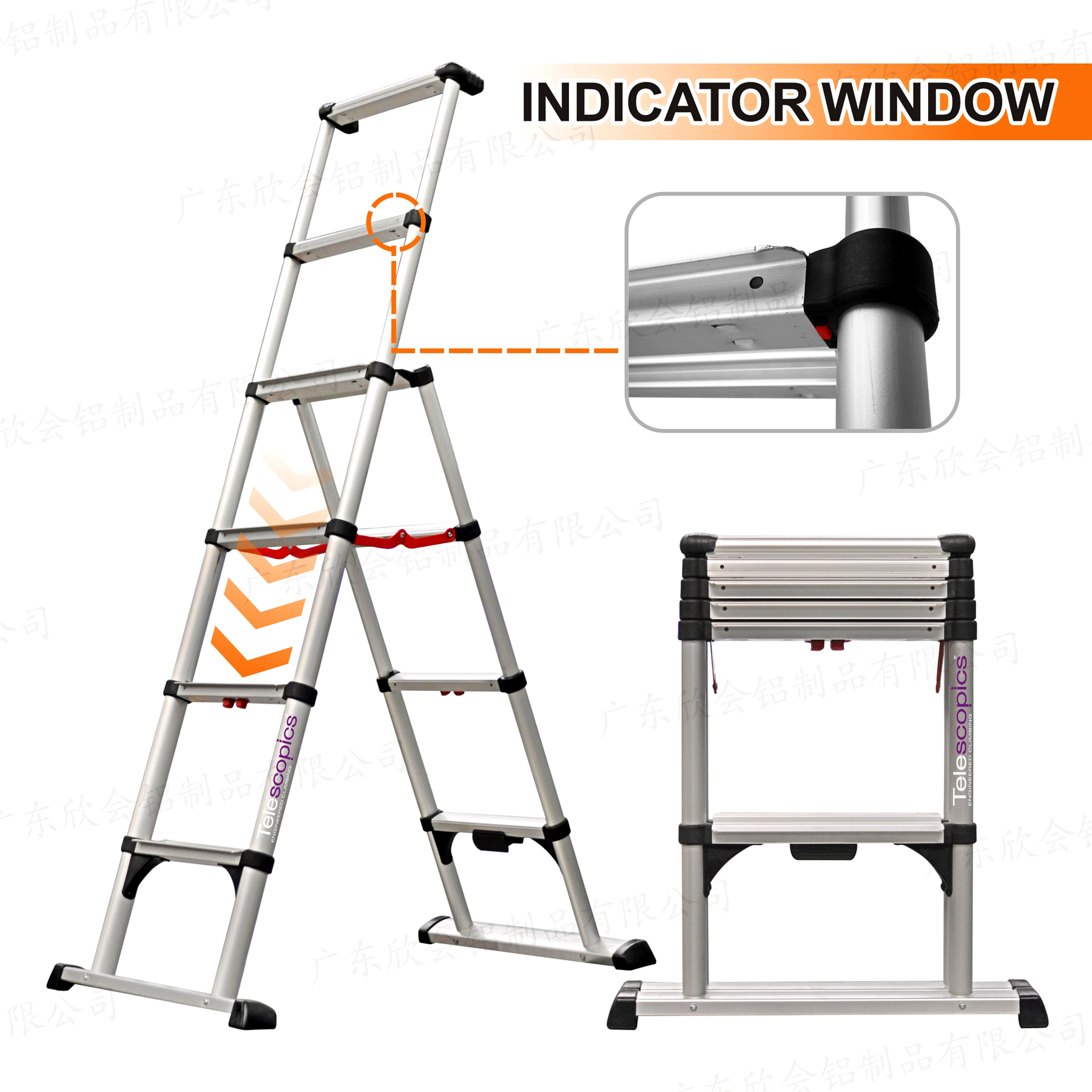 10 ft Reach Professional Wide Step Telescoping A-frame Ladder