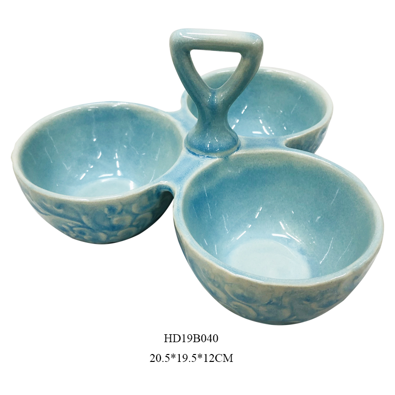 Creative ceramic salad bowl snacks with three bowls