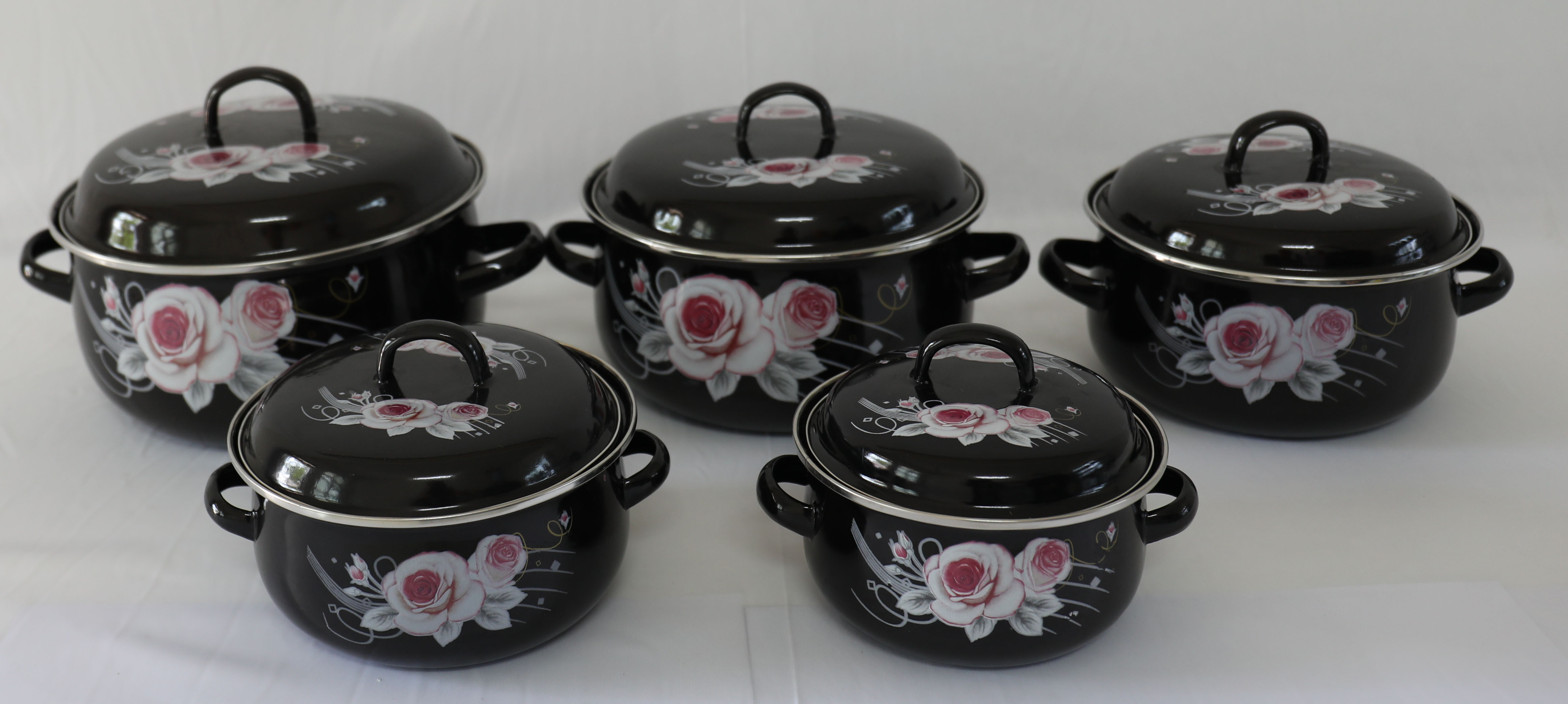 Enamel Casserole Black With Water Design, Enamel Cover